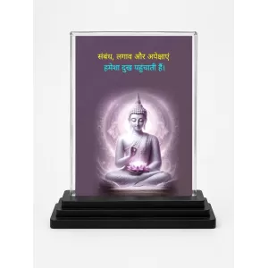 Gautama Buddha Acrylic Car Dashboard Showpiece | Double-Sided Gautama Buddha Photo Stand | 3 X 4 Inch Photo | Transparent Acrylic Frame With Black Base | Car Dashboard, Office & Table Decor (F71210)