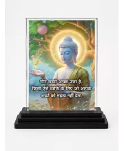Gautama Buddha Acrylic Car Dashboard Showpiece | Double-Sided Gautama Buddha Photo Stand | 3 X 4 Inch Photo | Transparent Acrylic Frame With Black Base | Car Dashboard, Office & Table Decor (F71211)