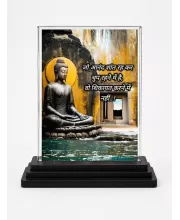 Gautama Buddha Acrylic Car Dashboard Showpiece | Double-Sided Gautama Buddha Photo Stand | 3 X 4 Inch Photo | Transparent Acrylic Frame With Black Base | Car Dashboard, Office & Table Decor (F71215)