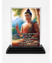 Gautama Buddha Acrylic Car Dashboard Showpiece | Double-Sided Gautama Buddha Photo Stand | 3 X 4 Inch Photo | Transparent Acrylic Frame With Black Base | Car Dashboard, Office & Table Decor (F71216)