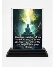 Gautama Buddha Acrylic Car Dashboard Showpiece | Double-Sided Gautama Buddha Photo Stand | 3 X 4 Inch Photo | Transparent Acrylic Frame With Black Base | Car Dashboard, Office & Table Decor (F71217)