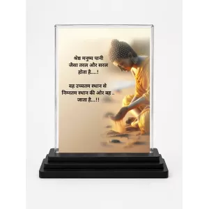 Gautama Buddha Acrylic Car Dashboard Showpiece | Double-Sided Gautama Buddha Photo Stand | 3 X 4 Inch Photo | Transparent Acrylic Frame With Black Base | Car Dashboard, Office & Table Decor (F71219)