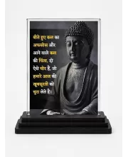 Gautama Buddha Acrylic Car Dashboard Showpiece | Double-Sided Gautama Buddha Photo Stand | 3 X 4 Inch Photo | Transparent Acrylic Frame With Black Base | Car Dashboard, Office & Table Decor (F71224)