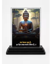 Gautama Buddha Acrylic Car Dashboard Showpiece | Double-Sided Gautama Buddha Photo Stand | 3 X 4 Inch Photo | Transparent Acrylic Frame With Black Base | Car Dashboard, Office & Table Decor (F71228)