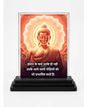 Gautama Buddha Acrylic Car Dashboard Showpiece | Double-Sided Gautama Buddha Photo Stand | 3 X 4 Inch Photo | Transparent Acrylic Frame With Black Base | Car Dashboard, Office & Table Decor (F71231)