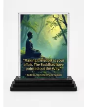 Gautama Buddha Acrylic Car Dashboard Showpiece | Double-Sided Gautama Buddha Photo Stand | 3 X 4 Inch Photo | Transparent Acrylic Frame With Black Base | Car Dashboard, Office & Table Decor (F71232)