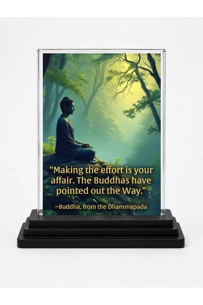 Gautama Buddha Acrylic Car Dashboard Showpiece | Double-Sided Gautama Buddha Photo Stand | 3 X 4 Inch Photo | Transparent Acrylic Frame With Black Base | Car Dashboard, Office & Table Decor (F71232)