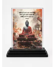 Gautama Buddha Acrylic Car Dashboard Showpiece | Double-Sided Gautama Buddha Photo Stand | 3 X 4 Inch Photo | Transparent Acrylic Frame With Black Base | Car Dashboard, Office & Table Decor (F71233)
