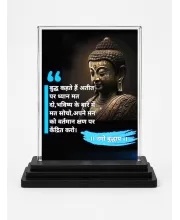 Gautama Buddha Acrylic Car Dashboard Showpiece | Double-Sided Gautama Buddha Photo Stand | 3 X 4 Inch Photo | Transparent Acrylic Frame With Black Base | Car Dashboard, Office & Table Decor (F71234)