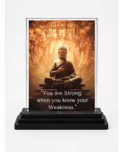 Gautama Buddha Acrylic Car Dashboard Showpiece | Double-Sided Gautama Buddha Photo Stand | 3 X 4 Inch Photo | Transparent Acrylic Frame With Black Base | Car Dashboard, Office & Table Decor (F71236)