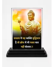 Gautama Buddha Acrylic Car Dashboard Showpiece | Double-Sided Gautama Buddha Photo Stand | 3 X 4 Inch Photo | Transparent Acrylic Frame With Black Base | Car Dashboard, Office & Table Decor (F71237)