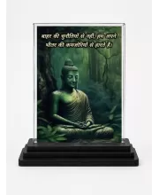 Gautama Buddha Acrylic Car Dashboard Showpiece | Double-Sided Gautama Buddha Photo Stand | 3 X 4 Inch Photo | Transparent Acrylic Frame With Black Base | Car Dashboard, Office & Table Decor (F71238)