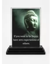 Gautama Buddha Acrylic Car Dashboard Showpiece | Double-Sided Gautama Buddha Photo Stand | 3 X 4 Inch Photo | Transparent Acrylic Frame With Black Base | Car Dashboard, Office & Table Decor (F71240)
