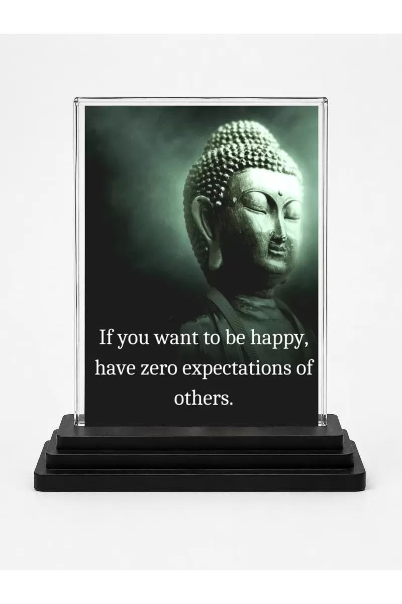Gautama Buddha Acrylic Car Dashboard Showpiece | Double-Sided Gautama Buddha Photo Stand | 3 X 4 Inch Photo | Transparent Acrylic Frame With Black Base | Car Dashboard, Office & Table Decor (F71240)