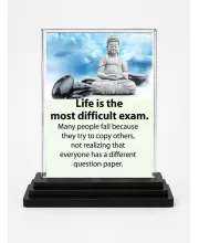 Gautama Buddha Acrylic Car Dashboard Showpiece | Double-Sided Gautama Buddha Photo Stand | 3 X 4 Inch Photo | Transparent Acrylic Frame With Black Base | Car Dashboard, Office & Table Decor (F71242)