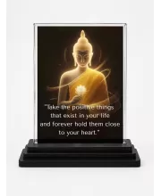 Gautama Buddha Acrylic Car Dashboard Showpiece | Double-Sided Gautama Buddha Photo Stand | 3 X 4 Inch Photo | Transparent Acrylic Frame With Black Base | Car Dashboard, Office & Table Decor (F71243)