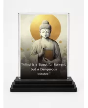 Gautama Buddha Acrylic Car Dashboard Showpiece | Double-Sided Gautama Buddha Photo Stand | 3 X 4 Inch Photo | Transparent Acrylic Frame With Black Base | Car Dashboard, Office & Table Decor (F71245)