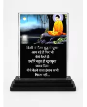 Gautama Buddha Acrylic Car Dashboard Showpiece | Double-Sided Gautama Buddha Photo Stand | 3 X 4 Inch Photo | Transparent Acrylic Frame With Black Base | Car Dashboard, Office & Table Decor (F71246)