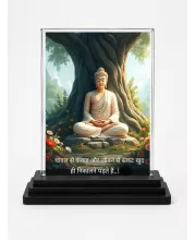 Gautama Buddha Acrylic Car Dashboard Showpiece | Double-Sided Gautama Buddha Photo Stand | 3 X 4 Inch Photo | Transparent Acrylic Frame With Black Base | Car Dashboard, Office & Table Decor (F71247)