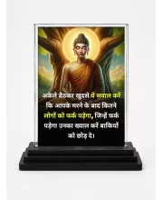 Gautama Buddha Acrylic Car Dashboard Showpiece | Double-Sided Gautama Buddha Photo Stand | 3 X 4 Inch Photo | Transparent Acrylic Frame With Black Base | Car Dashboard, Office & Table Decor (F71248)