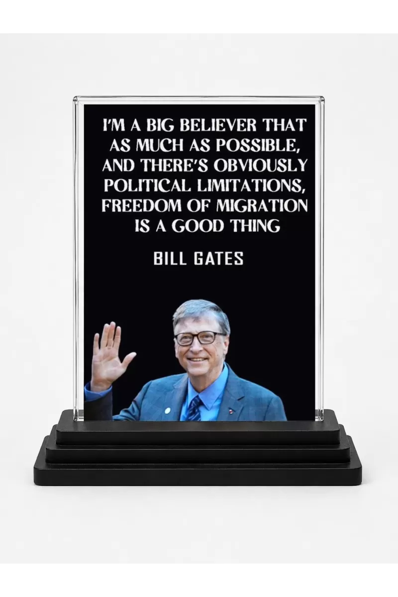 Bill Gates Acrylic Car Dashboard Showpiece | Double-Sided Bill Gates Photo Stand | 3 X 4 Inch Photo | Transparent Acrylic Frame With Black Base | Car Dashboard, Office & Table Decor (F71250)