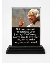 Abdul Kalam Acrylic Car Dashboard Showpiece | Double-Sided Abdul Kalam Photo Stand | 3 X 4 Inch Photo | Transparent Acrylic Frame With Black Base | Car Dashboard, Office & Table Decor (F71251)