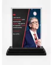 Bill Gates Acrylic Car Dashboard Showpiece | Double-Sided Bill Gates Photo Stand | 3 X 4 Inch Photo | Transparent Acrylic Frame With Black Base | Car Dashboard, Office & Table Decor (F71252)