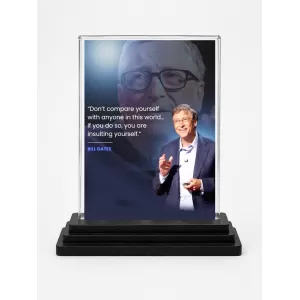 Bill Gates Acrylic Car Dashboard Showpiece | Double-Sided Bill Gates Photo Stand | 3 X 4 Inch Photo | Transparent Acrylic Frame With Black Base | Car Dashboard, Office & Table Decor (F71253) Bill Gates Acrylic Car Dashboard Showpiece | Double-Sided Bill Gates Photo Stand | 3 X 4 Inch Photo | Transparent Acrylic Frame With Black Base | Car Dashboard, Office & Table Decor (F71253)