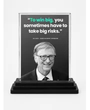 Bill Gates Acrylic Car Dashboard Showpiece | Double-Sided Bill Gates Photo Stand | 3 X 4 Inch Photo | Transparent Acrylic Frame With Black Base | Car Dashboard, Office & Table Decor (F71254)