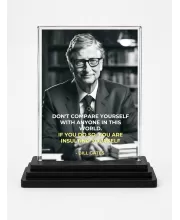 Bill Gates Acrylic Car Dashboard Showpiece | Double-Sided Bill Gates Photo Stand | 3 X 4 Inch Photo | Transparent Acrylic Frame With Black Base | Car Dashboard, Office & Table Decor (F71255)
