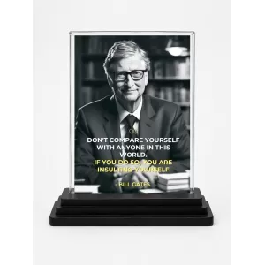 Bill Gates Acrylic Car Dashboard Showpiece | Double-Sided Bill Gates Photo Stand | 3 X 4 Inch Photo | Transparent Acrylic Frame With Black Base | Car Dashboard, Office & Table Decor (F71255) Bill Gates Acrylic Car Dashboard Showpiece | Double-Sided Bill Gates Photo Stand | 3 X 4 Inch Photo | Transparent Acrylic Frame With Black Base | Car Dashboard, Office & Table Decor (F71255)