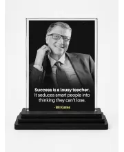 Bill Gates Acrylic Car Dashboard Showpiece | Double-Sided Bill Gates Photo Stand | 3 X 4 Inch Photo | Transparent Acrylic Frame With Black Base | Car Dashboard, Office & Table Decor (F71256)
