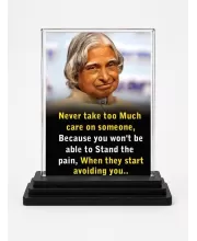 Abdul Kalam Acrylic Car Dashboard Showpiece | Double-Sided Abdul Kalam Photo Stand | 3 X 4 Inch Photo | Transparent Acrylic Frame With Black Base | Car Dashboard, Office & Table Decor (F71257)
