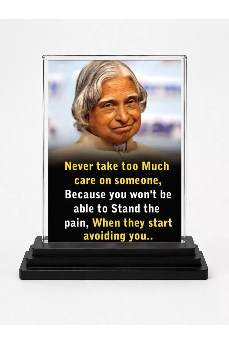 Abdul Kalam Acrylic Car Dashboard Showpiece | Double-Sided Abdul Kalam Photo Stand | 3 X 4 Inch Photo | Transparent Acrylic Frame With Black Base | Car Dashboard, Office & Table Decor (F71257)