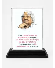 Abdul Kalam Acrylic Car Dashboard Showpiece | Double-Sided Abdul Kalam Photo Stand | 3 X 4 Inch Photo | Transparent Acrylic Frame With Black Base | Car Dashboard, Office & Table Decor (F71258)