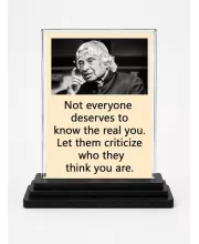 Abdul Kalam Acrylic Car Dashboard Showpiece | Double-Sided Abdul Kalam Photo Stand | 3 X 4 Inch Photo | Transparent Acrylic Frame With Black Base | Car Dashboard, Office & Table Decor (F71259)