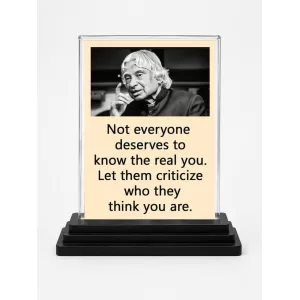 Abdul Kalam Acrylic Car Dashboard Showpiece | Double-Sided Abdul Kalam Photo Stand | 3 X 4 Inch Photo | Transparent Acrylic Frame With Black Base | Car Dashboard, Office & Table Decor (F71259)