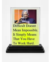 Abdul Kalam Acrylic Car Dashboard Showpiece | Double-Sided Abdul Kalam Photo Stand | 3 X 4 Inch Photo | Transparent Acrylic Frame With Black Base | Car Dashboard, Office & Table Decor (F71260)
