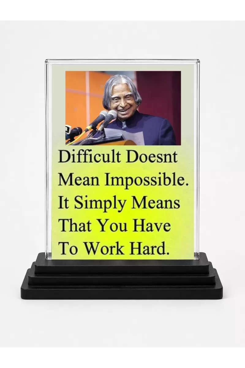 Abdul Kalam Acrylic Car Dashboard Showpiece | Double-Sided Abdul Kalam Photo Stand | 3 X 4 Inch Photo | Transparent Acrylic Frame With Black Base | Car Dashboard, Office & Table Decor (F71260)