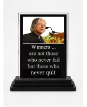 Abdul Kalam Acrylic Car Dashboard Showpiece | Double-Sided Abdul Kalam Photo Stand | 3 X 4 Inch Photo | Transparent Acrylic Frame With Black Base | Car Dashboard, Office & Table Decor (F71261)