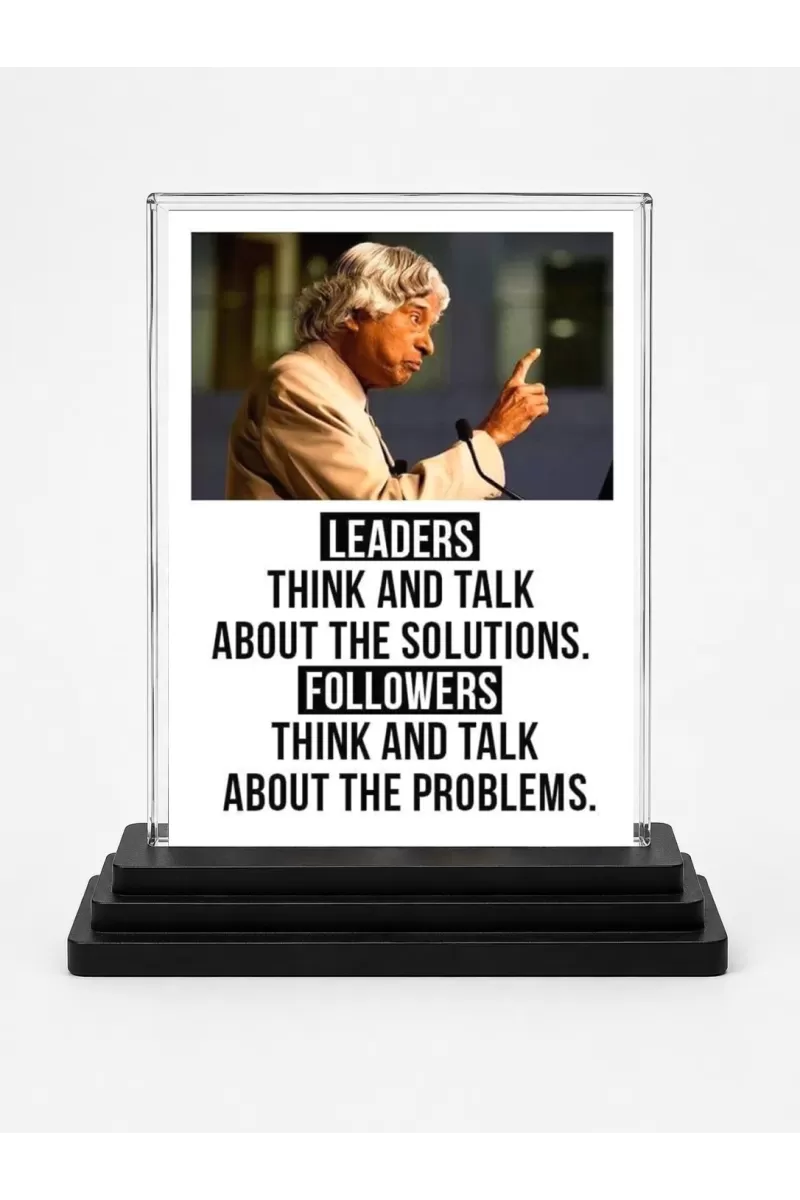 Abdul Kalam Acrylic Car Dashboard Showpiece | Double-Sided Abdul Kalam Photo Stand | 3 X 4 Inch Photo | Transparent Acrylic Frame With Black Base | Car Dashboard, Office & Table Decor (F71262)