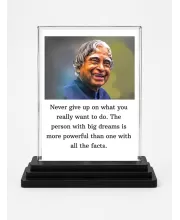 Abdul Kalam Acrylic Car Dashboard Showpiece | Double-Sided Abdul Kalam Photo Stand | 3 X 4 Inch Photo | Transparent Acrylic Frame With Black Base | Car Dashboard, Office & Table Decor (F71263)