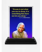A. P. J. Abdul Kalam Acrylic Car Dashboard Showpiece | Double-Sided A. P. J. Abdul Kalam Photo Stand | 3 X 4 Inch Photo | Transparent Acrylic Frame With Black Base | Car Dashboard, Office & Table Decor (F71264)