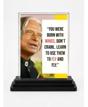 Abdul Kalam Acrylic Car Dashboard Showpiece | Double-Sided Abdul Kalam Photo Stand | 3 X 4 Inch Photo | Transparent Acrylic Frame With Black Base | Car Dashboard, Office & Table Decor (F71265)