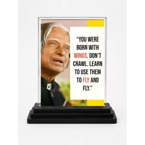 Abdul Kalam Acrylic Car Dashboard Showpiece | Double-Sided Abdul Kalam Photo Stand | 3 X 4 Inch Photo | Transparent Acrylic Frame With Black Base | Car Dashboard, Office & Table Decor (F71265)