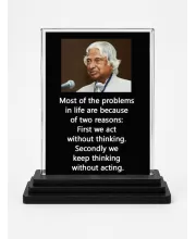 Abdul Kalam Acrylic Car Dashboard Showpiece | Double-Sided Abdul Kalam Photo Stand | 3 X 4 Inch Photo | Transparent Acrylic Frame With Black Base | Car Dashboard, Office & Table Decor (F71266)