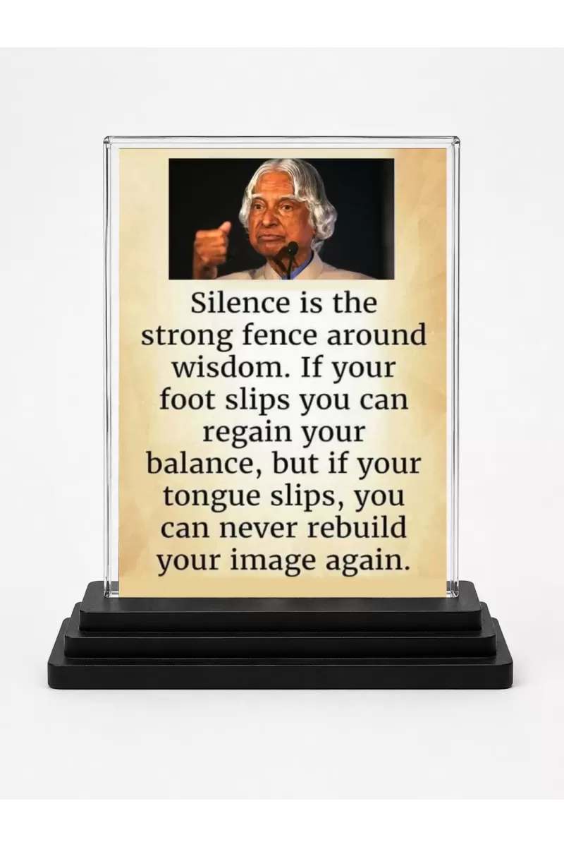 Abdul Kalam Acrylic Car Dashboard Showpiece | Double-Sided Abdul Kalam Photo Stand | 3 X 4 Inch Photo | Transparent Acrylic Frame With Black Base | Car Dashboard, Office & Table Decor (F71267)