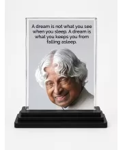 Abdul Kalam Acrylic Car Dashboard Showpiece | Double-Sided Abdul Kalam Photo Stand | 3 X 4 Inch Photo | Transparent Acrylic Frame With Black Base | Car Dashboard, Office & Table Decor (F71268)