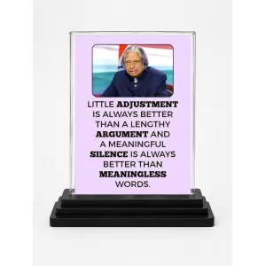 Abdul Kalam Acrylic Car Dashboard Showpiece | Double-Sided Abdul Kalam Photo Stand | 3 X 4 Inch Photo | Transparent Acrylic Frame With Black Base | Car Dashboard, Office & Table Decor (F71269)