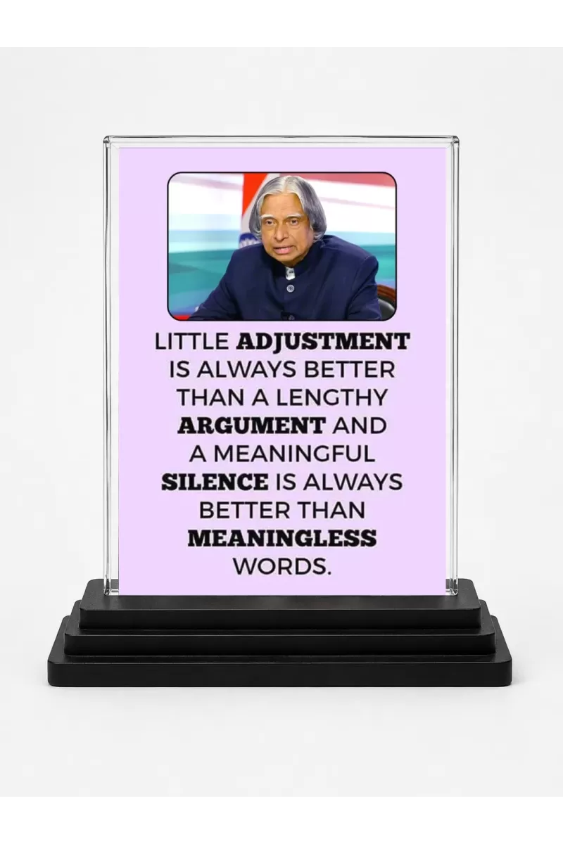 Abdul Kalam Acrylic Car Dashboard Showpiece | Double-Sided Abdul Kalam Photo Stand | 3 X 4 Inch Photo | Transparent Acrylic Frame With Black Base | Car Dashboard, Office & Table Decor (F71269)